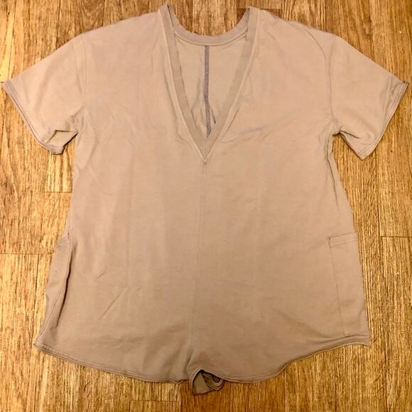 Free People Movement Tan Mocha Latte Hot Shot Tee Romper Size Large - Picture 8 of 14